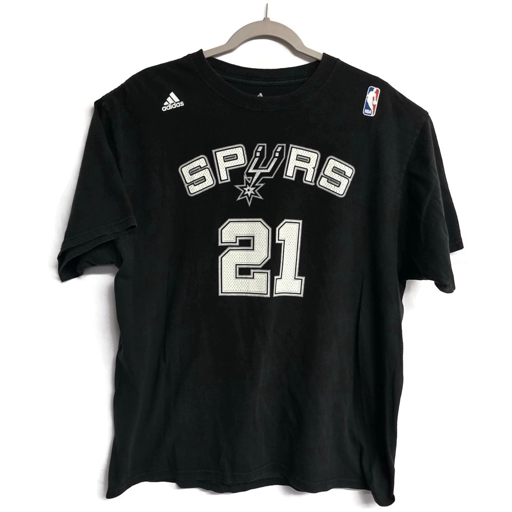 Adidas San Antonio Spurs Tim Duncan 21 NBA T-Shirt Black Mens Large